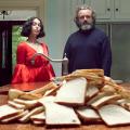 Kelly Lee Owens and Micheal Sheen at table with toaster